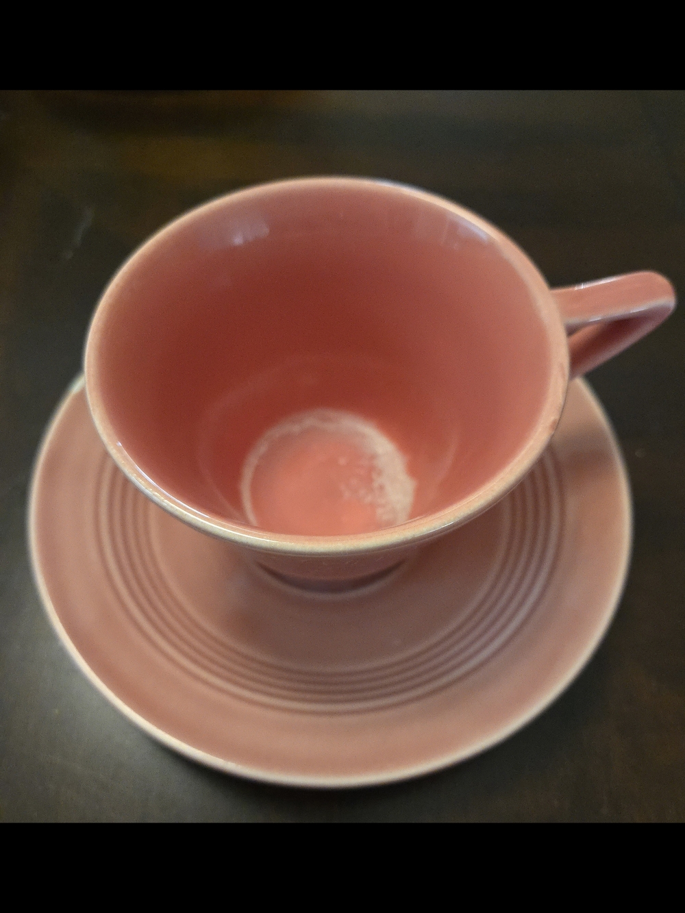 1930s Homer Laughlin Harlequin Cup And Saucer Pink Rose